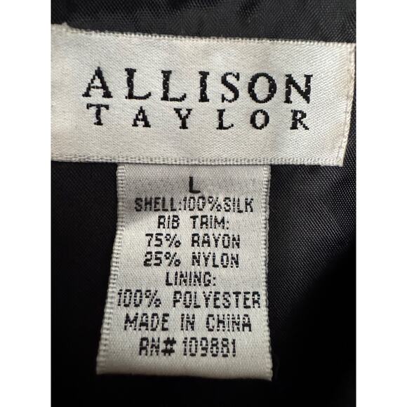 VTG 90s 100% Silk Bomber Jacket Women’s Sz Large Light Blue Allison Taylor - Picture 6 of 11